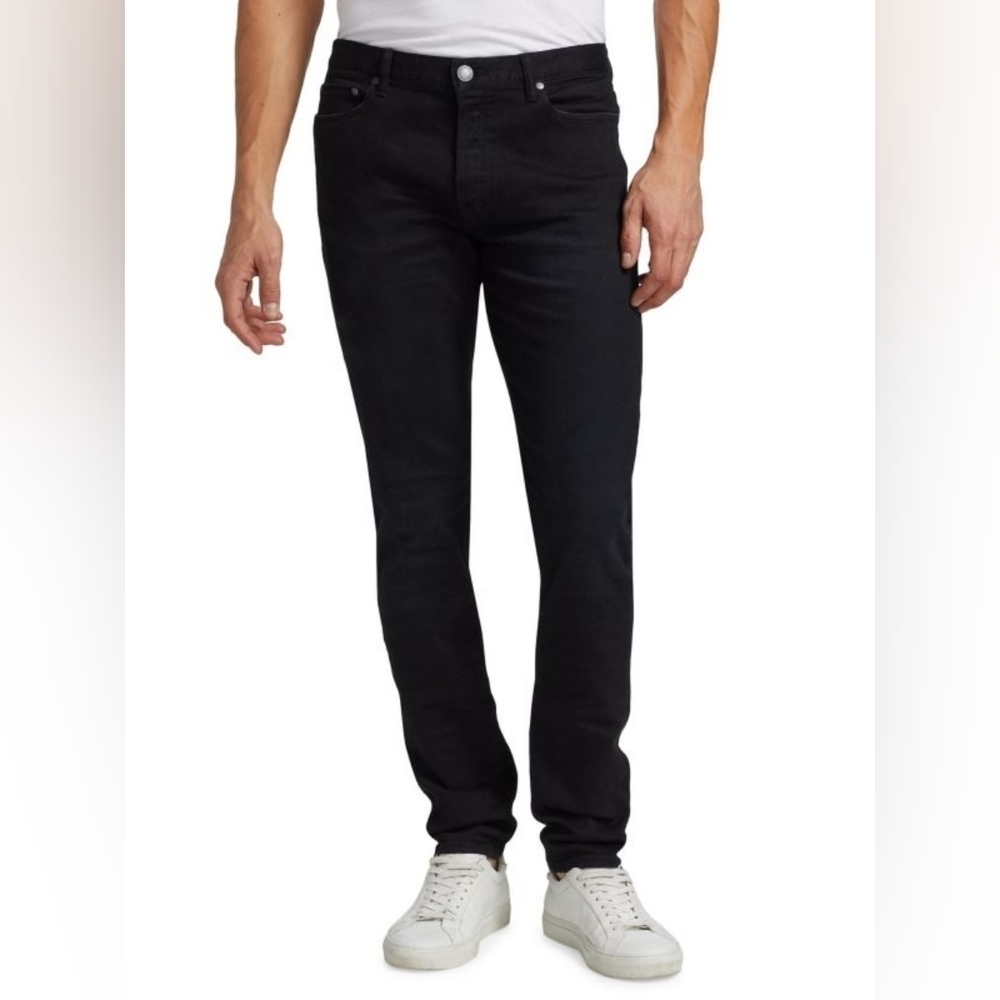 New John Elliott Jeans Men 31Wx34inseam Slim Fit Black 3-D selvedge Denim Japan